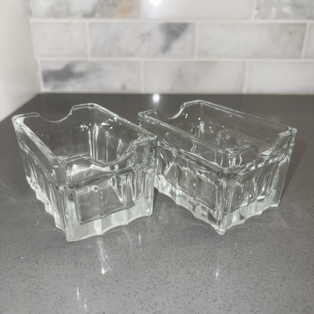 2-Libbey Gibraltar clear glass sugar packet holder